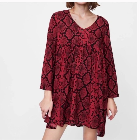 Zara Long Sleeve Snakeskin Dress - Picture 2 of 11